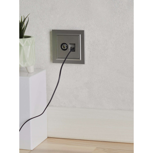 BRITE Розетка двойная TV+RJ45 кат.5E РТВ/РК12-БрС сталь IEK