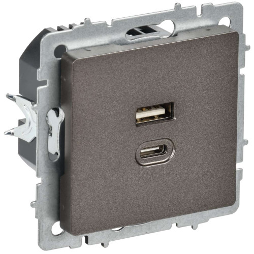 BRITE Розетка USB A+C 45Вт высокоскоростная зарядка РЮ11-2-БрТБ темная бронза IEK