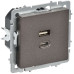 BRITE Розетка USB A+C 45Вт высокоскоростная зарядка РЮ11-2-БрТБ темная бронза IEK BRITE Розетка USB A+C 45Вт высокоскоростная зарядка РЮ11-2-БрТБ темная бронза IEK