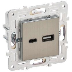 SKANDY Розетка USB A+C 3,1А SK-R14N металл никель IEK