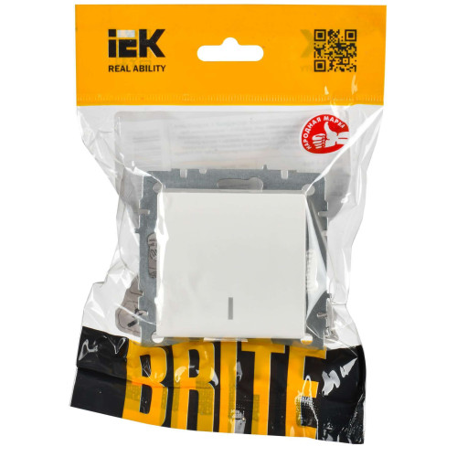 BRITE Выключатель 1-клавишный проходной с индикацией 10А ВС10-1-7-БрБ белый IEK