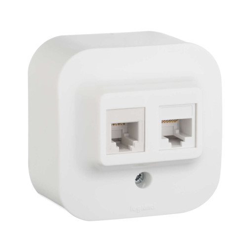 QUTEO Розетка двойная RJ11+RJ45 кат.5E UTP для открытой установки белый