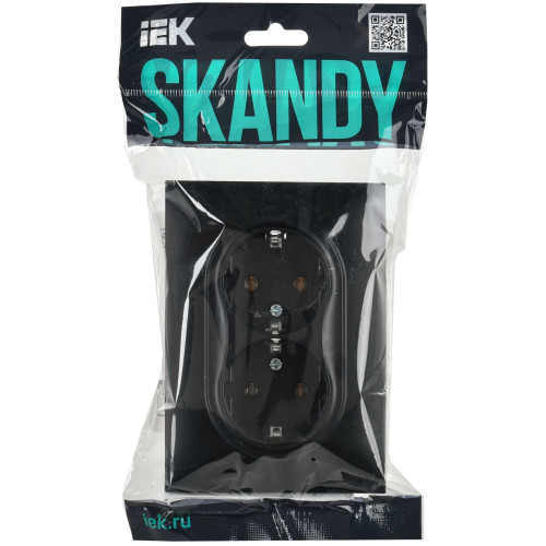 SKANDY Розетка 2-местная с заземлением без защитных шторок 16А в сборе SK-R08Bl черный IEK