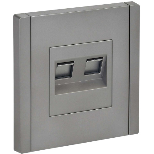 FORTE&PIANO Розетка компьютерная двойная RJ45 кат.5E FP533 сталь IEK