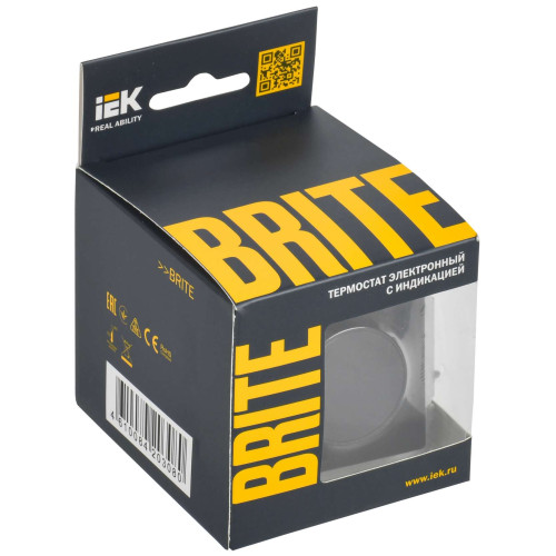 BRITE Термостат электронный с индикацией ТС10-1-БрЧ черный IEK