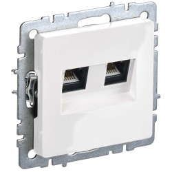 BRITE Розетка двойная RJ11+RJ45 кат.5E РК/Т12-БрБ белый IEK