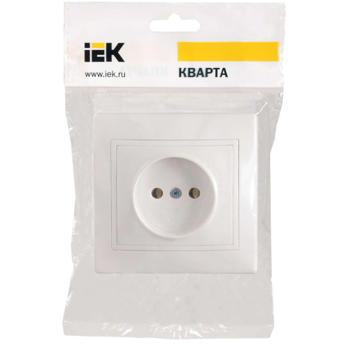 KVARTA Розетка 1-местная без заземления без защитных шторок 10А кер. РС10-2-КБ белый IEK