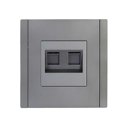 FORTE&PIANO Розетка двойная RJ11+RJ45 кат.5E FP535 сталь IEK