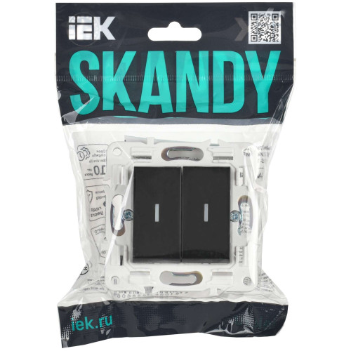 SKANDY Выключатель 2-клавишный проходной с индикацией 10А SK-V10Bl черный IEK