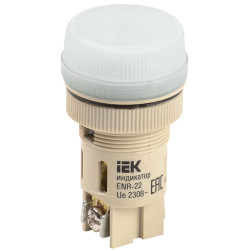 Лампа ENR-22 сигнальная d=22мм белый неон/240В цилиндр IEK