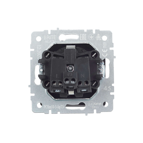 BRITE Розетка 1-местная с заземлением с защитными шторками и крышкой 16А IP20 РСбш10-3-БрТБ темная бронза IEK