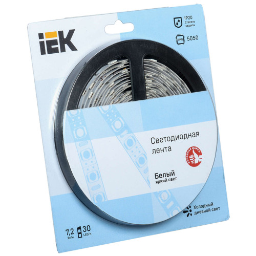 Лента светодиодная 5м блистер LSR-5050W30-7,2-IP20-12V IEK