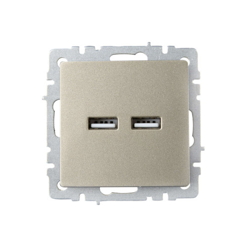 BRITE Розетка USB A+A 5В 3,1А РЮ10-1-БрШ шампань IEK