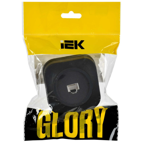 GLORY Розетка для открытой установки компьютерная RJ45 кат.5E РК10-ХЧм черный матовый IEK