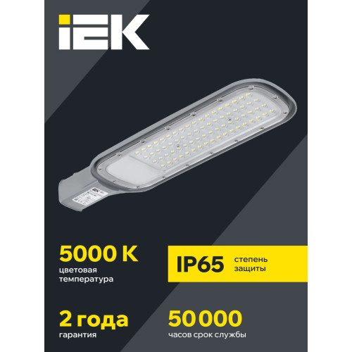 Светильник светодиодный консольный ДКУ 1012-100Ш 5000К IP65 серый IEK