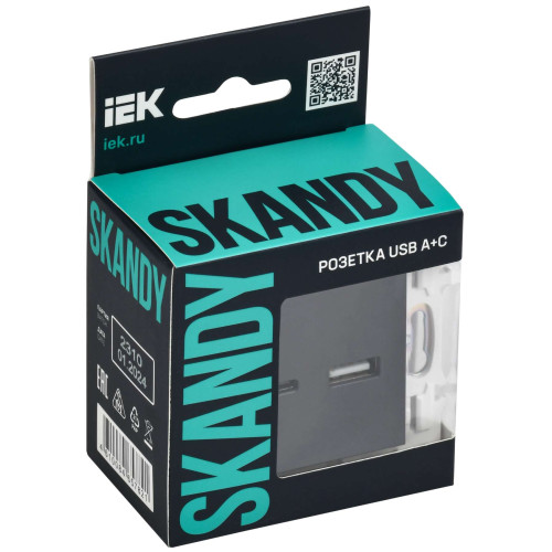 SKANDY Розетка USB A+A 3,1А SK-R15Bl черный IEK