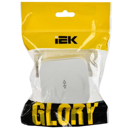GLORY Выключатель 1-клавишный для открытой установки проходной 10А ВСп10-1-0-ХБм белый матовый IEK