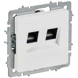 BRITE Розетка компьютерная двойная RJ45 кат.6 РК11-2-БрАБ арктический белый IEK
