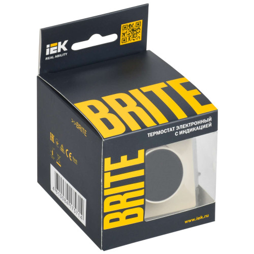 BRITE Термостат электронный с индикацией ТС10-1-БрКр бежевый IEK