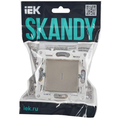 SKANDY Выключатель 1-клавишный проходной с индикацией 10А SK-V08Sh шампань IEK