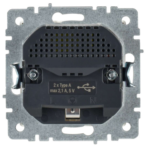 BRITE Розетка 1-местная с заземлением с защитными шторками 16А с USB A+A 5В 2,1А РЮш10-1-БрБ белый IEK