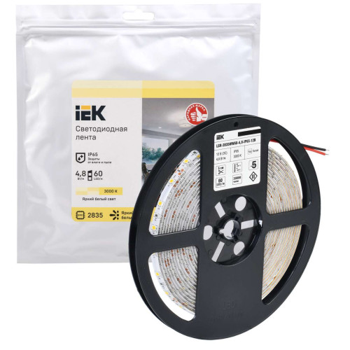 Лента светодиодная 5м LSR-2835WW60-4,8-IP65-12В IEK