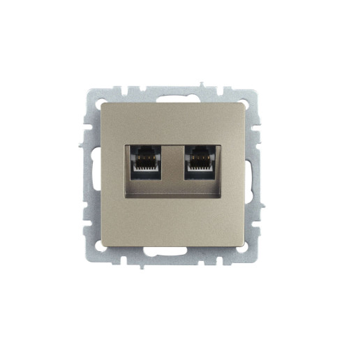 BRITE Розетка компьютерная двойная RJ45 кат.5E РК10-2-БрШ шампань IEK