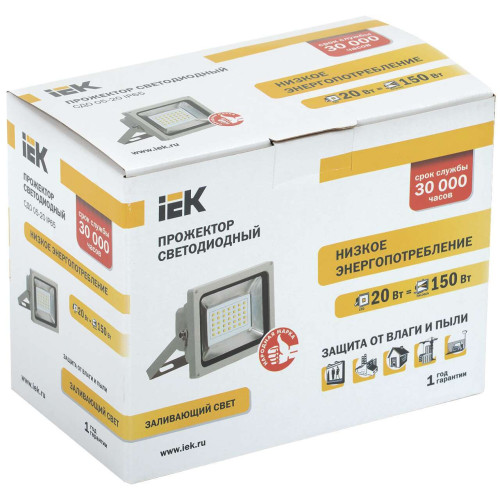 Прожектор светодиодный СДО 05-20 SMD IP65 серый IEK