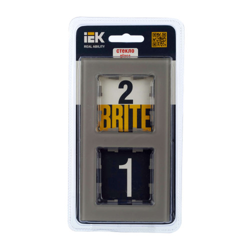 BRITE Рамка 2 -местная РУ-2-2-БрД стекло дымчатый IEK