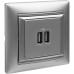 VALENA Розетка USB A+A 15Вт алюминий VALENA Розетка USB A+A 15Вт алюминий