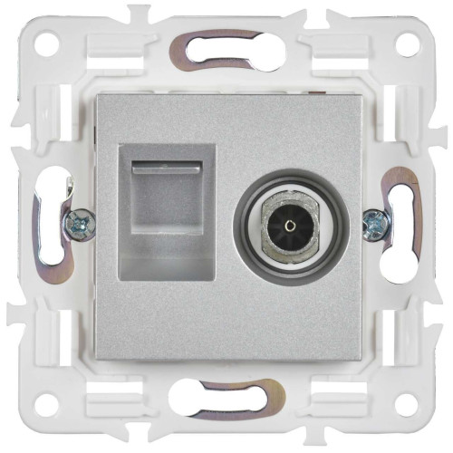 SKANDY Розетка двойная TV+RJ45 кат.5E SK-A14S серебряный IEK