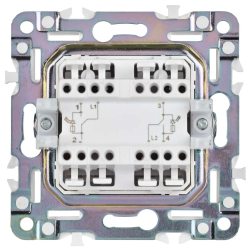 SKANDY Выключатель 2-клавишный проходной с индикацией 10А SK-V10Gr серый IEK