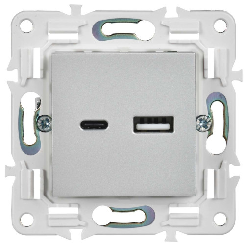 SKANDY Розетка USB A+C 3,1А SK-R14S серебряный IEK