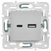 SKANDY Розетка USB A+C 3,1А SK-R14S серебряный IEK