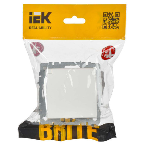 BRITE Розетка 1-местная с заземлением с защитными шторками и крышкой 16А IP44 РСбш10-3-44-БрБ белый IEK