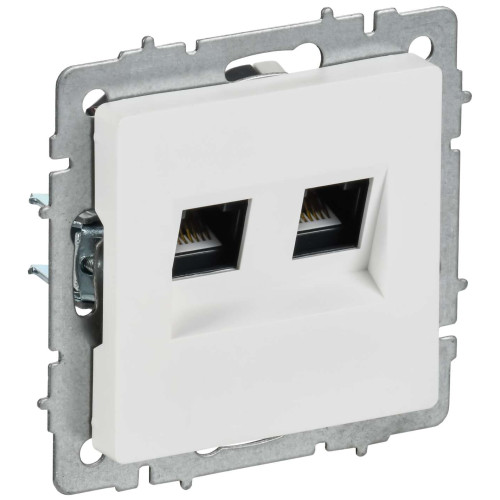 BRITE Розетка компьютерная двойная кат.5E RJ45 РК10-2-БрАБ арктический белый IEK