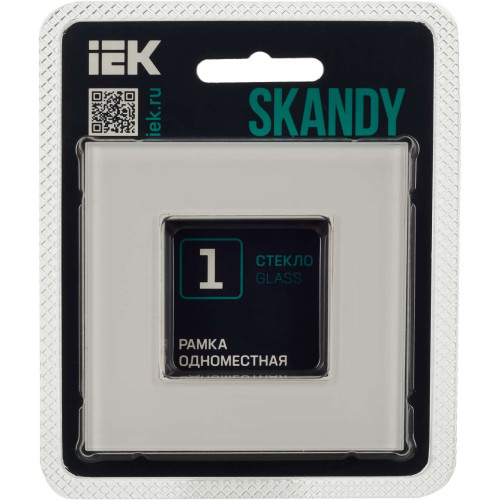 SKANDY Рамка 1-местная SK-F21W стекло арктический белый IEK