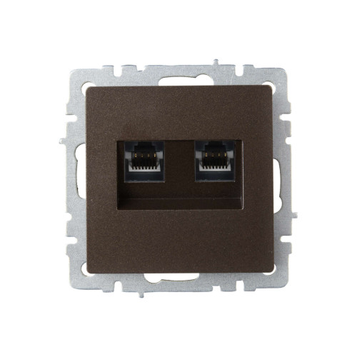 BRITE Розетка компьютерная двойная RJ45 кат.6 РК11-2-БрТБ темная бронза IEK
