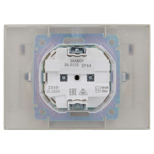 SKANDY Розетка 2-местная и крышкой 16А в сборе IP44 SK-R12S серебряный IEK