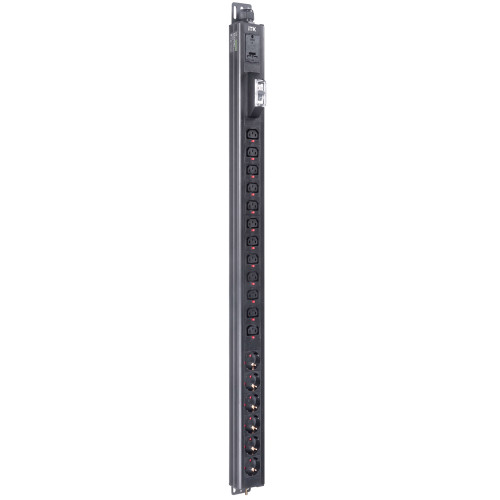 ITK BASE PDU вертикальный PV1112 23U 1 фаза 32А 6 розеток SCHUKO (немецкий стандарт) + 12 розеток C13 с клеммной колодкой и кабелем 3м вилка IEC60309 (промышленная)