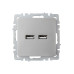 BRITE Розетка USB A+A 5В 3,1А РЮ10-1-БрС сталь IEK