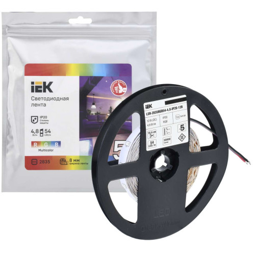Лента светодиодная 5м LSR-2835RGB54-4,8-IP20-12В IEK