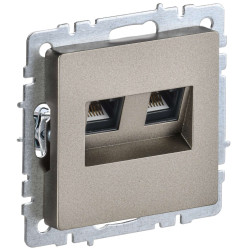 BRITE Розетка компьютерная двойная RJ45 кат.5E РК10-2-БрШ шампань IEK
