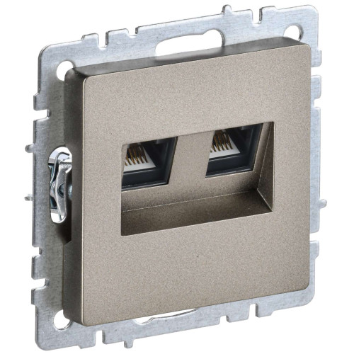 BRITE Розетка компьютерная двойная RJ45 кат.5E РК10-2-БрШ шампань IEK