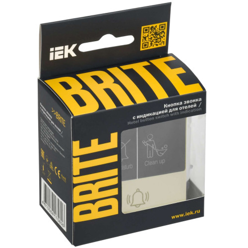 BRITE Кнопка звонка с индикацией для отелей 10А ВС10-1-9-БрКр бежевый IEK