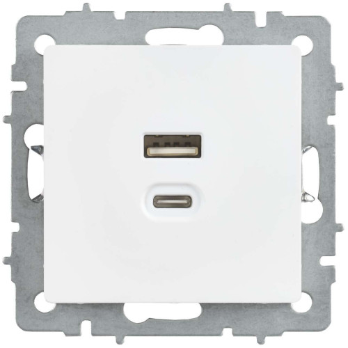 BRITE Розетка USB A+C 45Вт высокоскоростная зарядка РЮ11-2-БрАБ арктический белый IEK