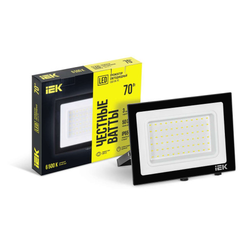 Прожектор СДО 06-70 светодиодный черный IP65 6500 K IEK