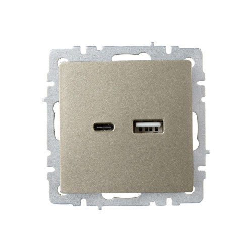 BRITE Розетка USB A+C 18Вт РЮ11-1-БрШ шампань IEK