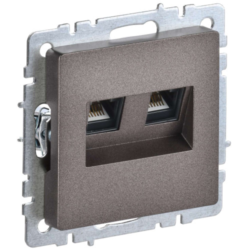 BRITE Розетка компьютерная двойная RJ45 кат.6 РК11-2-БрТБ темная бронза IEK