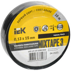MIXTAPE 3 Изолента 0,13х15мм черная 10м IEK